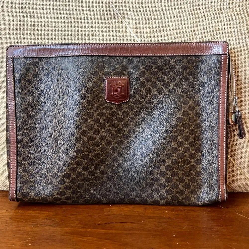 CELINE Vintage Triomphe Macadam Portfolio Document Bag